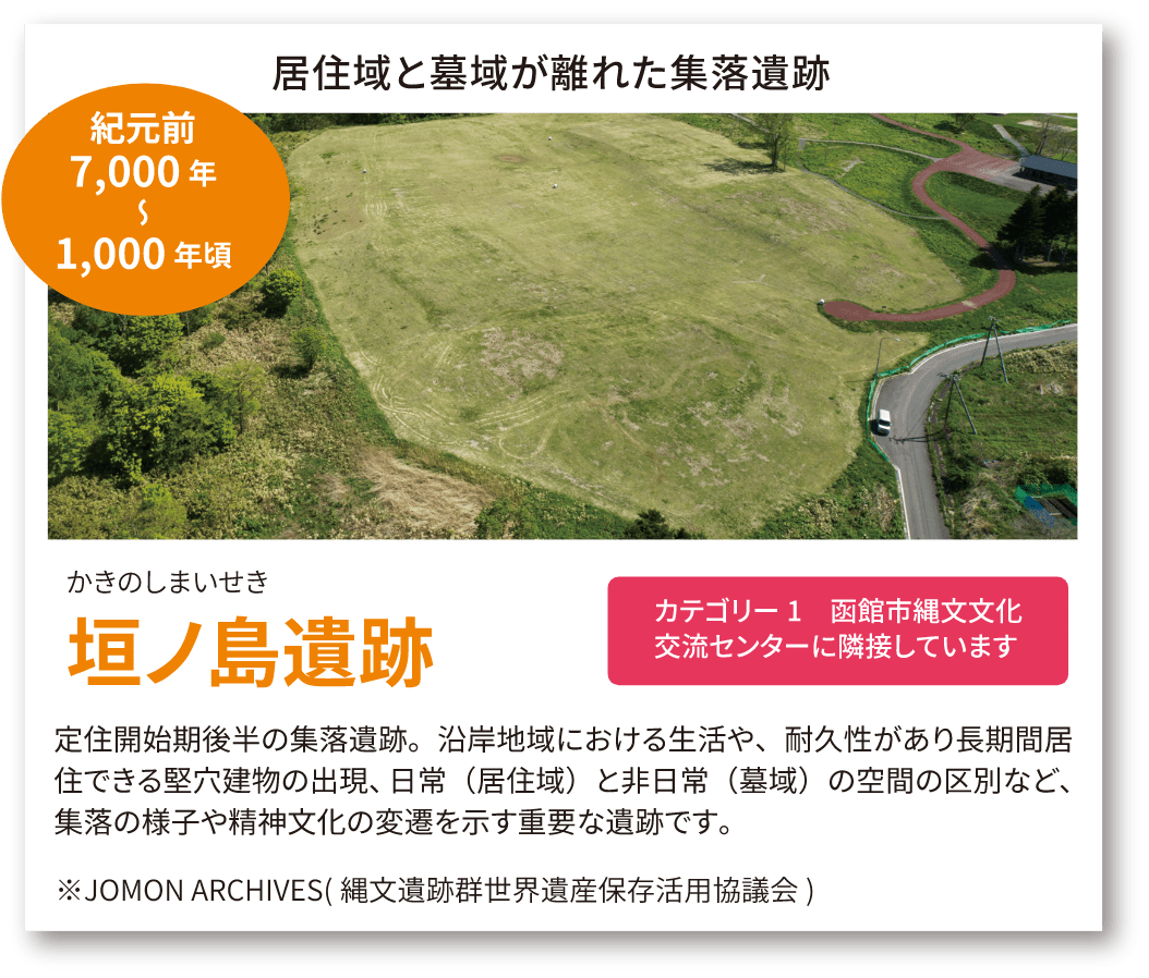 居住域と墓域が離れた集落遺跡 垣ノ島遺跡