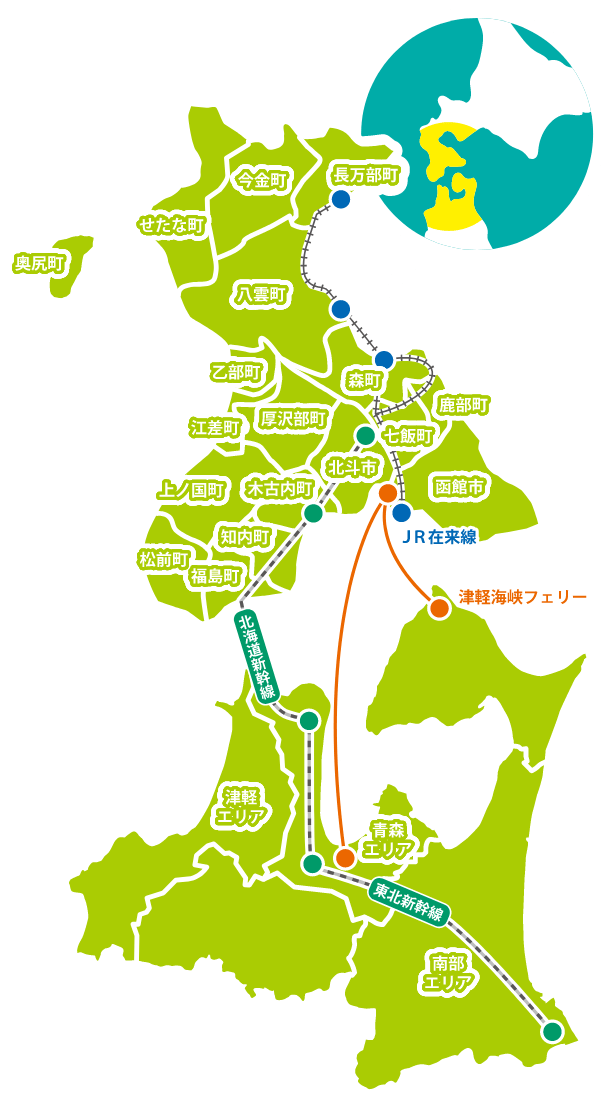 道南・青森の地図